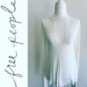 Fp Cream boho Lace top size small